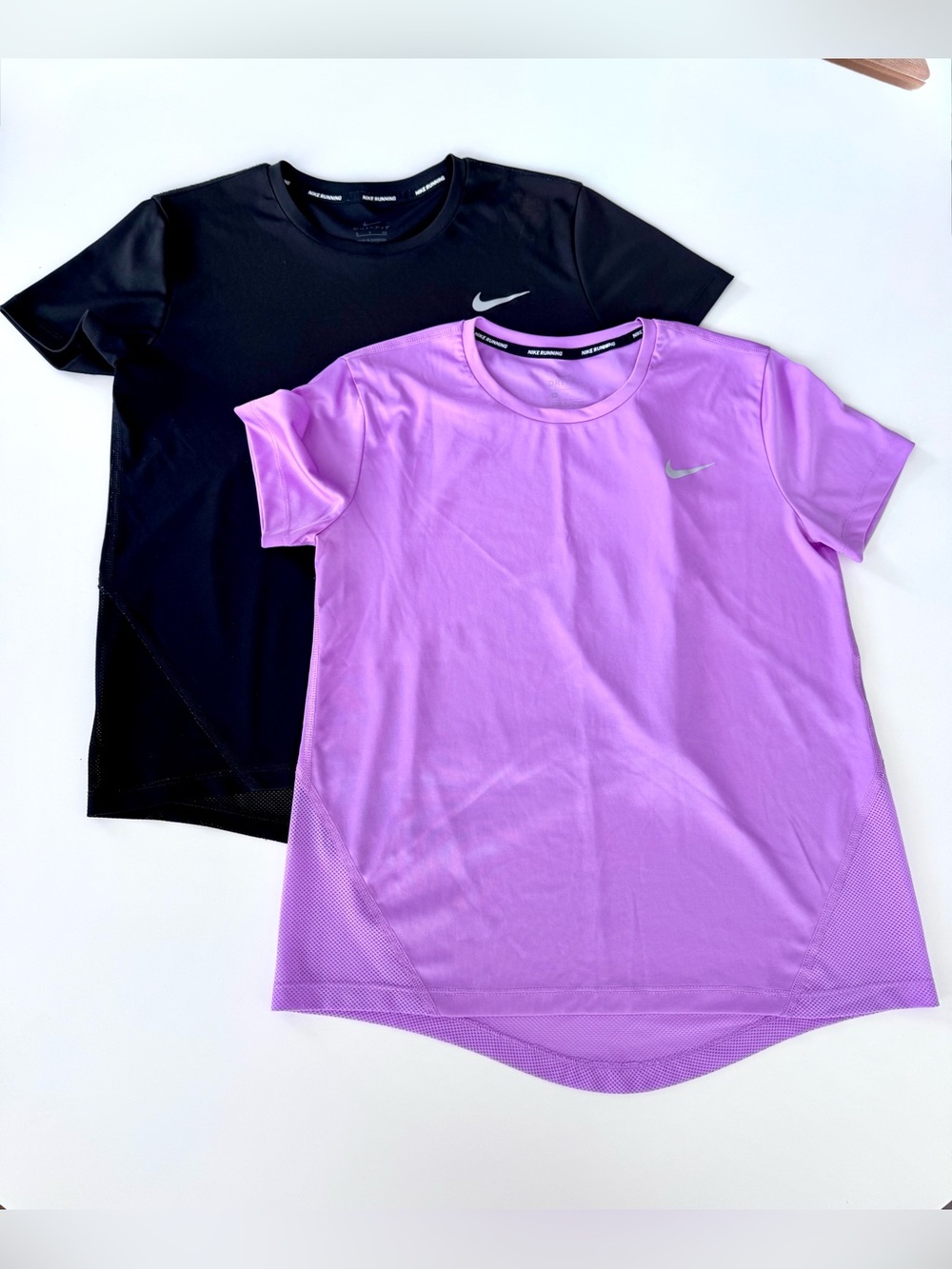 Nike Running Dri-FIT Short Sleeve Top - Lavender and Black, size S